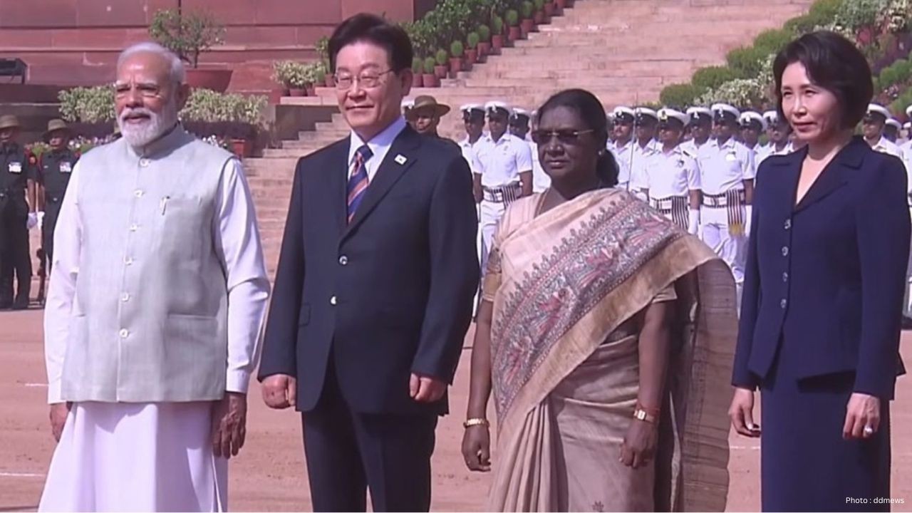 President Murmu and PM Modi Welcome South Korean President Lee Jae Myung at Rashtrapati Bhavan