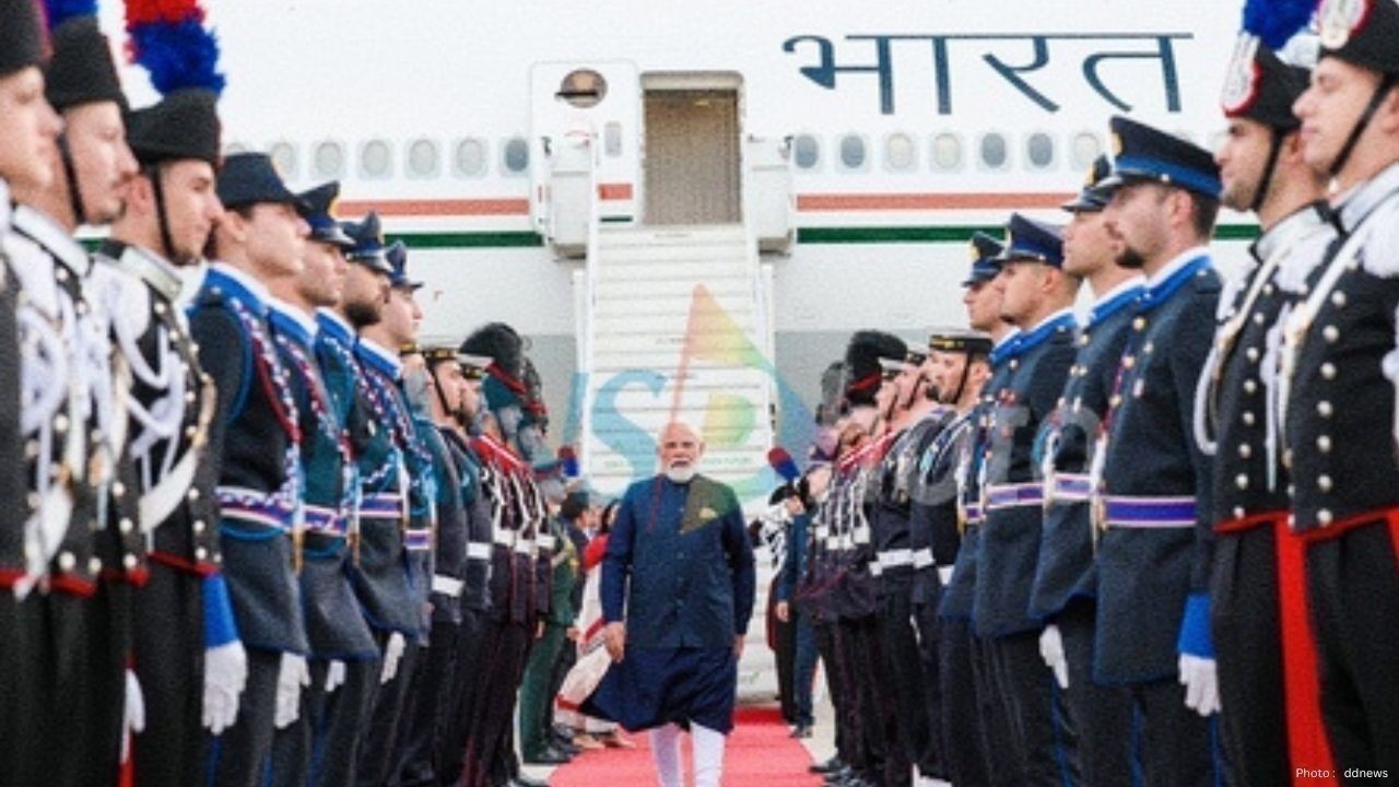 PM Modi Arrives in Italy After Norway Visit, Welcomed by Foreign Minister Tajani