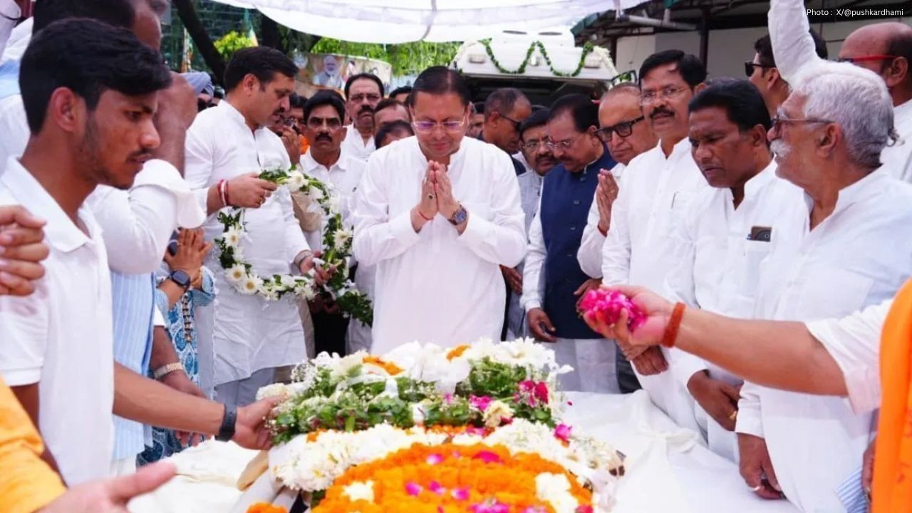 Uttarakhand Mourns Loss of Former CM B.C. Khanduri, CM Dhami Attends Emotional Final Rites in Haridwar