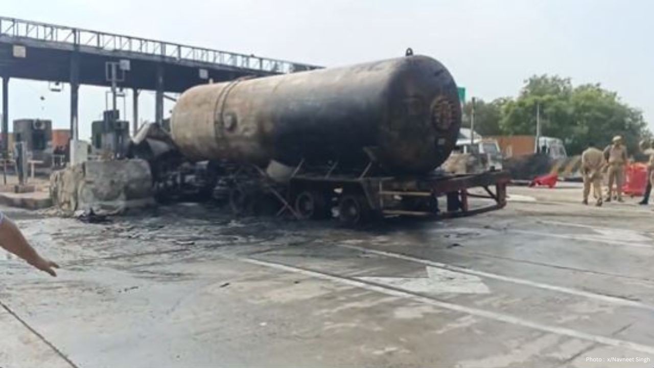 Gas Tanker Crash Triggers Massive Fire at Kokhraj Bypass Toll Plaza, Six Injured
